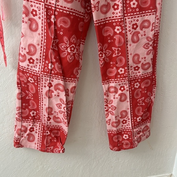 Lisa Says Gah Robyn Paisley Floral Butterfly Pink Wide Leg High Rise Jean 25 - Picture 6 of 8